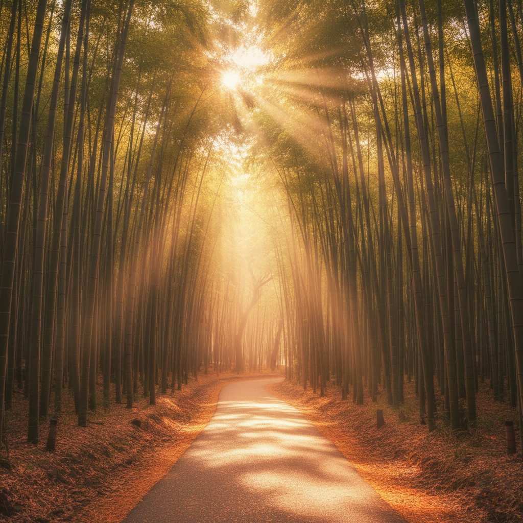 Kyoto Bamboo Forest Sunlight